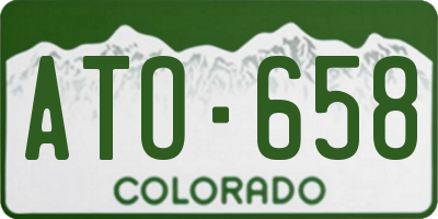 CO license plate ATO658