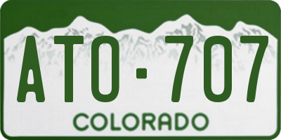 CO license plate ATO707