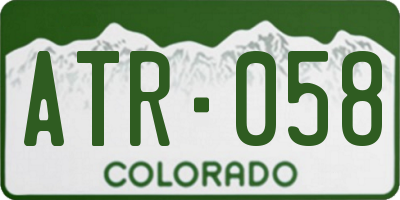 CO license plate ATR058