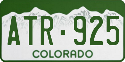 CO license plate ATR925