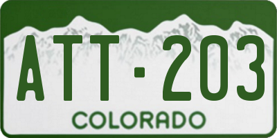 CO license plate ATT203