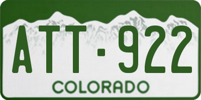 CO license plate ATT922
