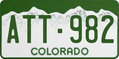 CO license plate ATT982