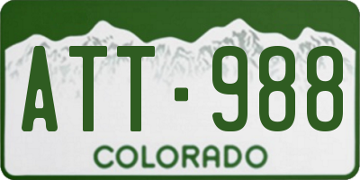 CO license plate ATT988