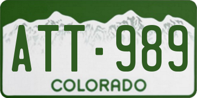 CO license plate ATT989