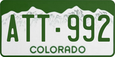 CO license plate ATT992