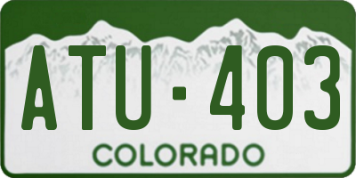 CO license plate ATU403