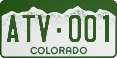 CO license plate ATV001