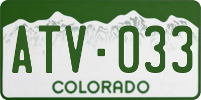 CO license plate ATV033