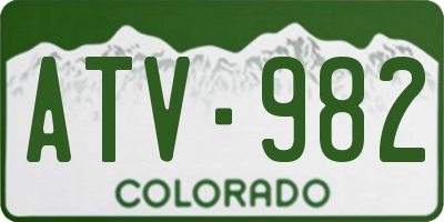 CO license plate ATV982