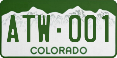 CO license plate ATW001