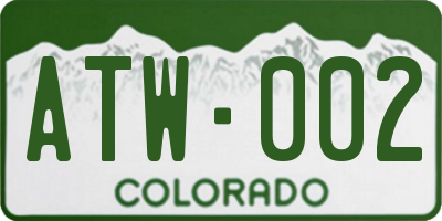 CO license plate ATW002