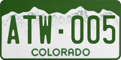 CO license plate ATW005