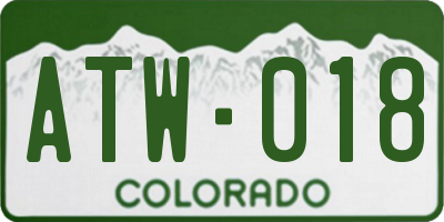 CO license plate ATW018