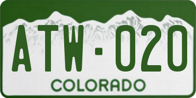 CO license plate ATW020