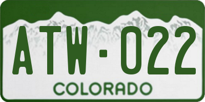 CO license plate ATW022