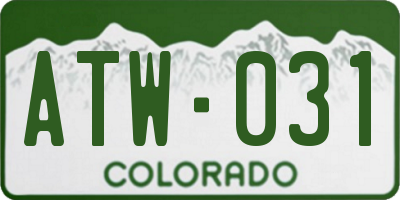 CO license plate ATW031