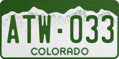 CO license plate ATW033