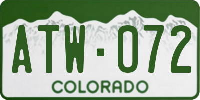 CO license plate ATW072