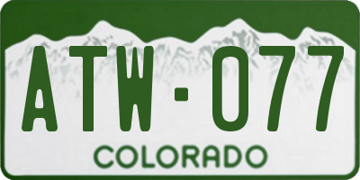 CO license plate ATW077