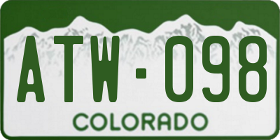 CO license plate ATW098