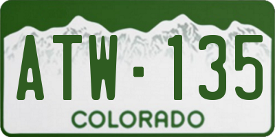 CO license plate ATW135