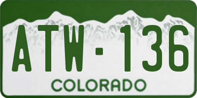 CO license plate ATW136