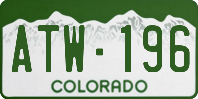 CO license plate ATW196