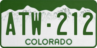 CO license plate ATW212