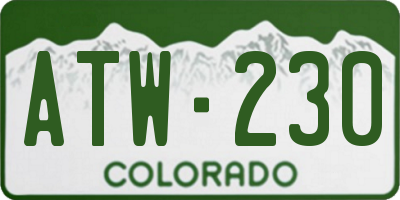 CO license plate ATW230