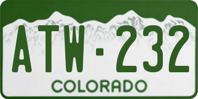 CO license plate ATW232
