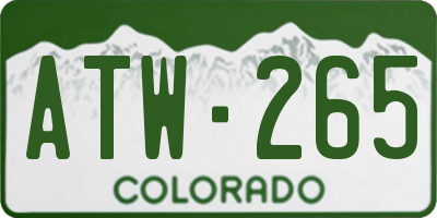 CO license plate ATW265