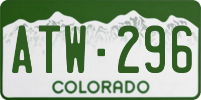 CO license plate ATW296