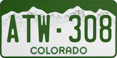 CO license plate ATW308