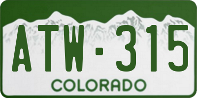 CO license plate ATW315