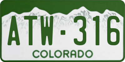 CO license plate ATW316