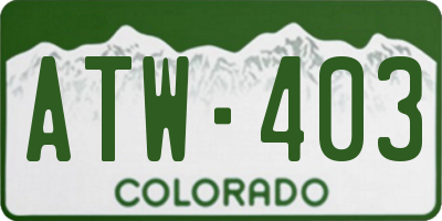 CO license plate ATW403