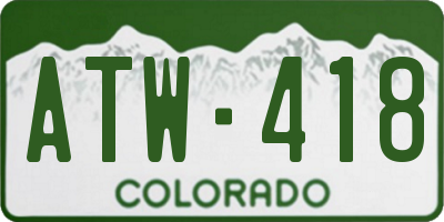 CO license plate ATW418