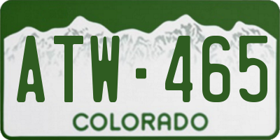 CO license plate ATW465