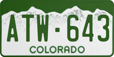 CO license plate ATW643