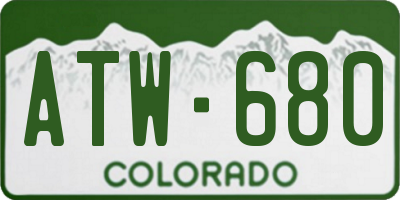 CO license plate ATW680