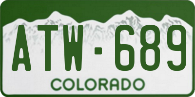CO license plate ATW689