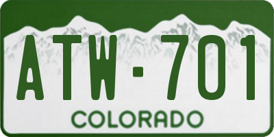 CO license plate ATW701