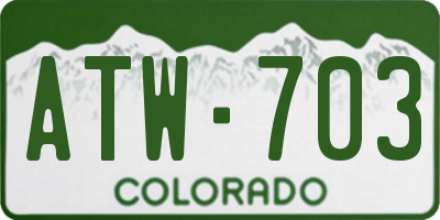 CO license plate ATW703