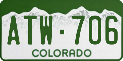 CO license plate ATW706