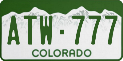 CO license plate ATW777