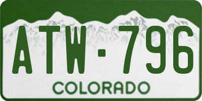 CO license plate ATW796