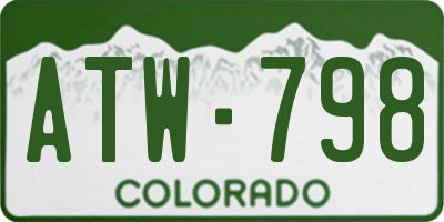 CO license plate ATW798