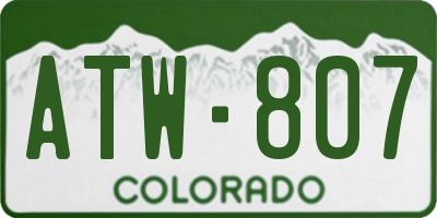 CO license plate ATW807