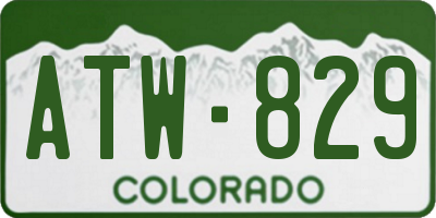 CO license plate ATW829